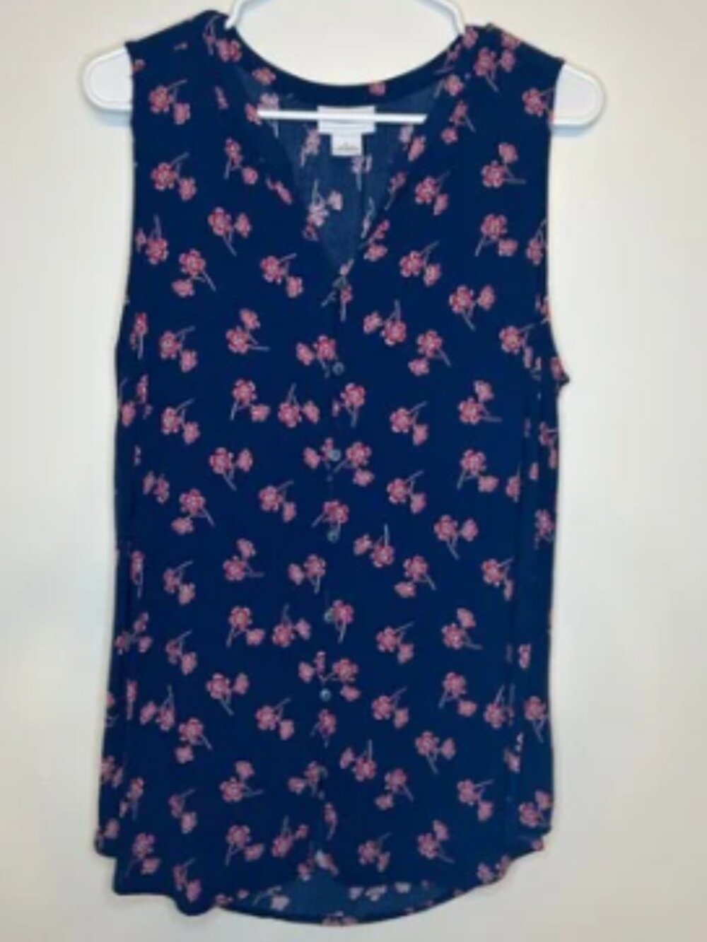 Liz Claiborne Sleeveless Navy Floral Blouse – Size L